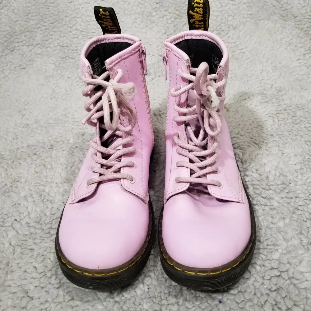 Doc Martens Kids Zavala‎ J Combat Boots Size 3 Pastel Pink Lace Up Punk Grunge